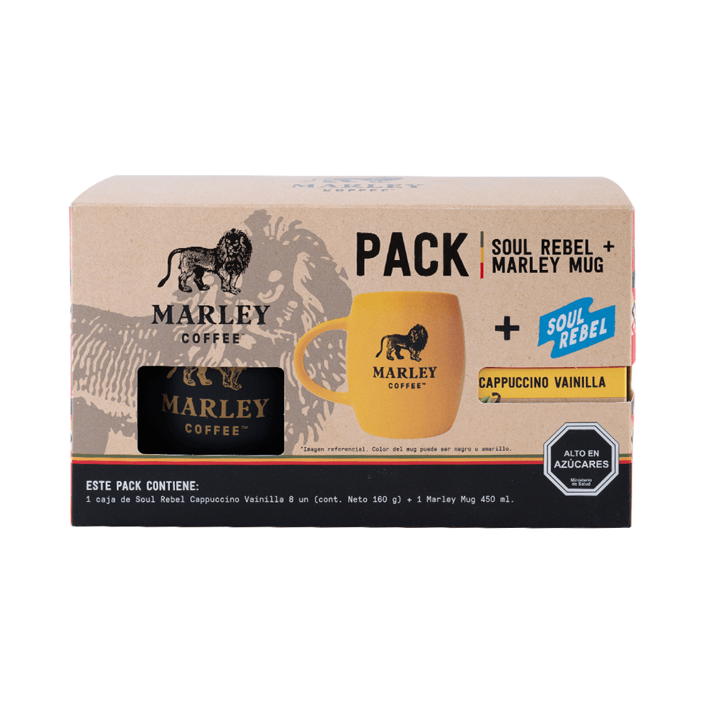 Marley Mug Negro + Soul Rebel Cappuccino Vainilla
