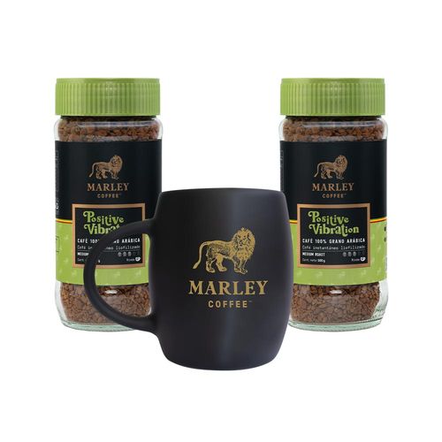 Pack 2x Café Liofilizado Positive Vibration + Marley Mug negro